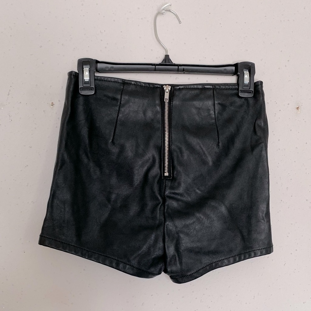 Faux Leather High Waisted Shorts - Picture 2 of 4